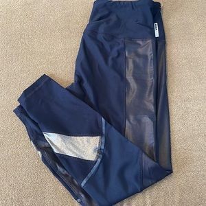 NWT RBX Ankle Length Mesh Panel Leggings Dark Blue Medium